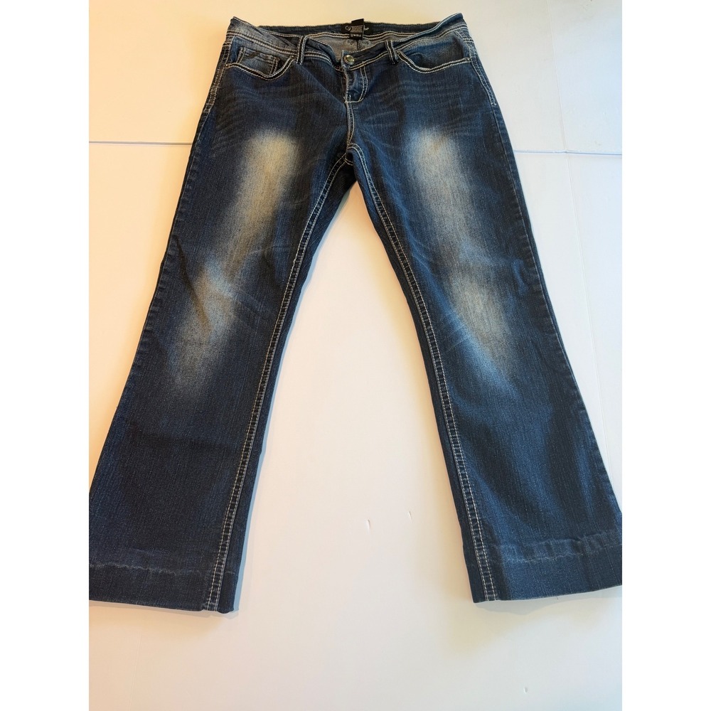Jane Doe Womens Bootcut Jeans Size 13‎ Embroidered Sequin Pockets Low Rise